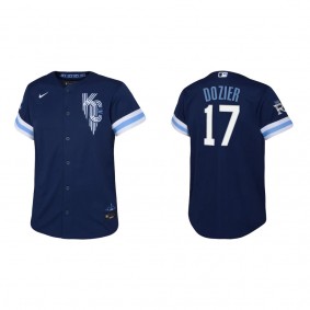 Youth Kansas City Royals Hunter Dozier Navy 2022 City Connect Replica Jersey