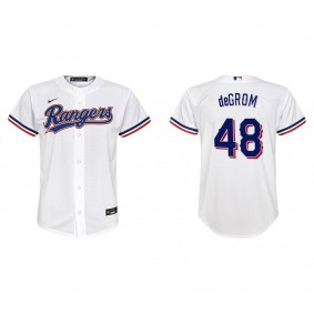 Youth Texas Rangers Jacob deGrom White Replica Home Jersey