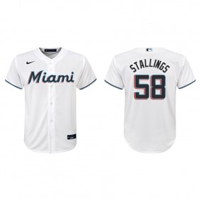 Youth Miami Marlins Jacob Stallings White Replica Home Jersey