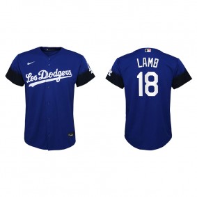 Youth Los Angeles Dodgers Jake Lamb Royal 2021 City Connect Replica Jersey