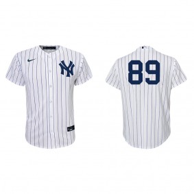 Youth Jasson Dominguez New York Yankees White Navy Replica Home Jersey