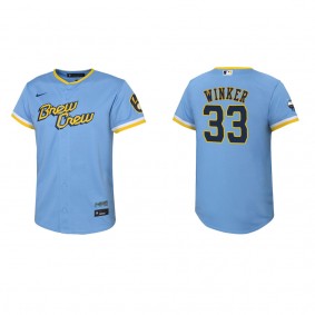 Youth Milwaukee Brewers Jesse Winker Powder Blue City Connect Replica Jersey