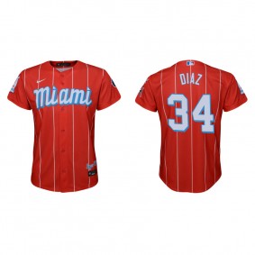 Youth Miami Marlins Lewin Diaz Red 2021 City Connect Replica Jersey