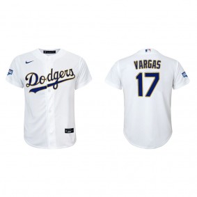 Youth Miguel Vargas Los Angeles Dodgers White Gold Gold Program Replica Jersey