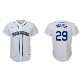Youth Cal Raleigh Seattle Mariners White Cooperstown Collection  Jersey