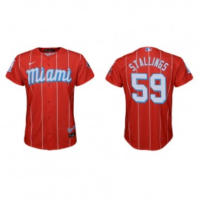 Youth Jacob Stallings Miami Marlins Red 2021 City Connect Replica Jersey
