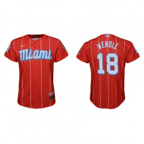 Youth Joey Wendle Miami Marlins Red 2021 City Connect Replica Jersey