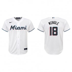 Youth Joey Wendle Miami Marlins White Replica Home Jersey