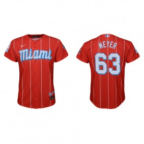 Youth Miami Marlins Max Meyer Red 2021 City Connect Replica Jersey