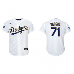 Youth Dodgers Miguel Vargas White Gold Gold Program Replica Jersey