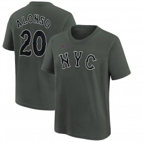 Youth New York Mets Pete Alonso Charcoal 2024 City Connect Name & Number T-Shirt