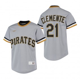 Youth Pittsburgh Pirates Roberto Clemente Gray Road Cooperstown Collection Player Jersey