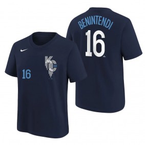 Youth Kansas City Royals Andrew Benintendi Nike Navy 2022 City Connect Name & Number T-Shirt