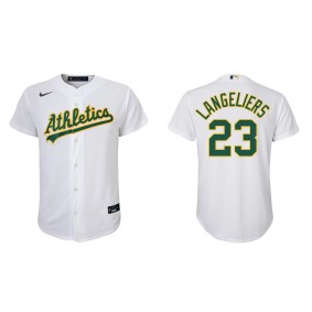 Youth Shea Langeliers Oakland Athletics White Replica Home Jersey