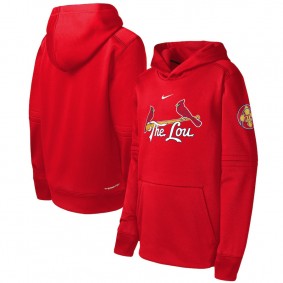 Youth St. Louis Cardinals Red 2024 City Connect Practice Graphic Performance Pullover Hoodie