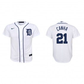 Youth Detroit Tigers Mark Canha White Replica Home Jersey