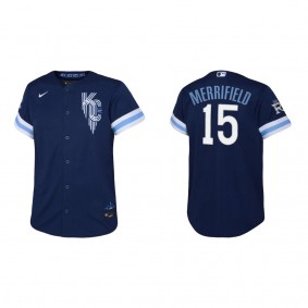 Youth Kansas City Royals Whit Merrifield Navy 2022 City Connect Replica Jersey