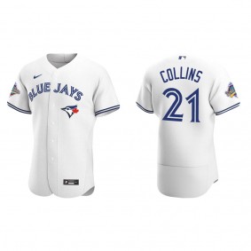 Zack Collins Toronto Blue Jays White 1992 World Series Patch 30th Anniversary Authentic Jersey