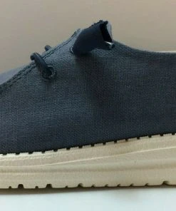 Hey Dude Wendy Chambray Navy White Women's Lightweight Shoes Slip On Casual Hey Dude Shoes