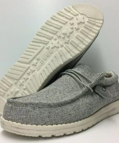 Hey Dude Shoes Hey Dude Wally Linen Iron Casual Lightweight Comfortable Slip On Men's Shoes