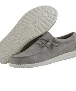 Hey Dude Wally Recycled Leather Grey Men's Shoes Comfortable Lightweight Casual Hey Dude Shoes