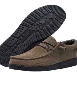Hey Dude Wally Corduroy Tan Men's Shoes Comfortable Lightweight Slip On Casual Hey Dude Shoes