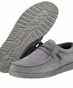 Hey Dude Wally Suede Ash Men's Shoes Comfortable Lightweight Slip On Casual Shoe