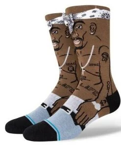 Tupac Shakur Stance Socks Large Men's 9-12 Crew Socks Bandana 2Pac Hip Hop Rap