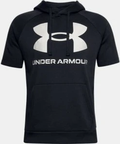 Under Armour Men's UA Rival Fleece Big Logo Short Sleeve Hoodie Sweatshirt Hood 9 Under Armour Men's UA Rival Fleece Big Logo Short Sleeve Hoodie Sweatshirt Hood