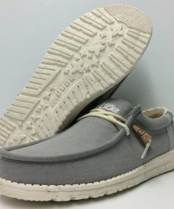 Hey Dude Wally Linen Natural Grey Casual Lightweight Comfort Slip On Men's Shoes