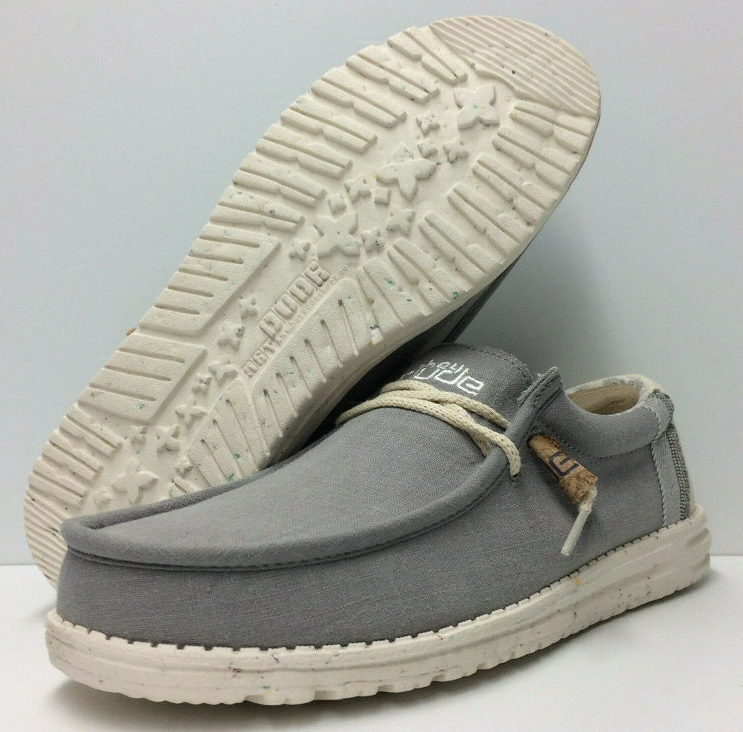 Hey Dude Wally Linen Natural Grey Casual Lightweight Comfort Slip On Men's Shoes 1 Hey Dude Wally Linen Natural Grey Casual Lightweight Comfort Slip On Men's Shoes