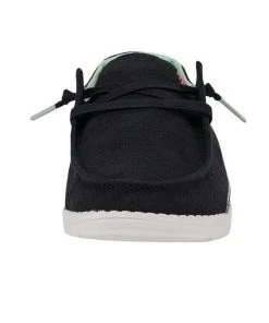 Hey Dude Wendy Snake Linen Black Lightweight Comfy Slip On Casual Women's Shoes Hey Dude Shoes