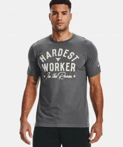 Under Armour Mens UA Project Rock Hardest Worker T-Shirt Dwayne "Rock" Johnson 19 Under Armour Mens UA Project Rock Hardest Worker T-Shirt Dwayne