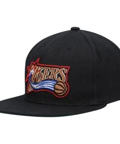Philadelphia 76ers Mitchell & Ness NBA Snapback Hat Black Cap Sixers Iverson
