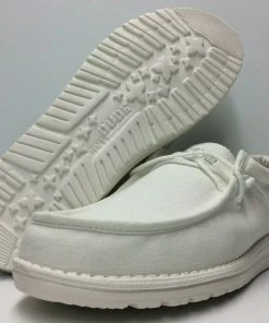 Hey Dude Wally Linen Natural White Casual Lightweight Slip On Men's Shoes Hey Dude Shoes