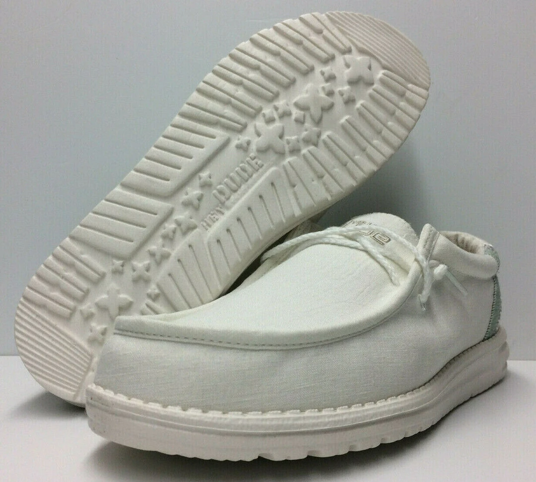 Hey Dude Wally Linen Natural White Casual Lightweight Slip On Men's Shoes Hey Dude Shoes 1 Hey Dude Wally Linen Natural White Casual Lightweight Slip On Men's Shoes Hey Dude Shoes