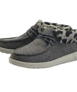 Hey Dude Wendy Britt Grey Cheetah Women's Lightweight Casual Slip On Comfy Shoes
