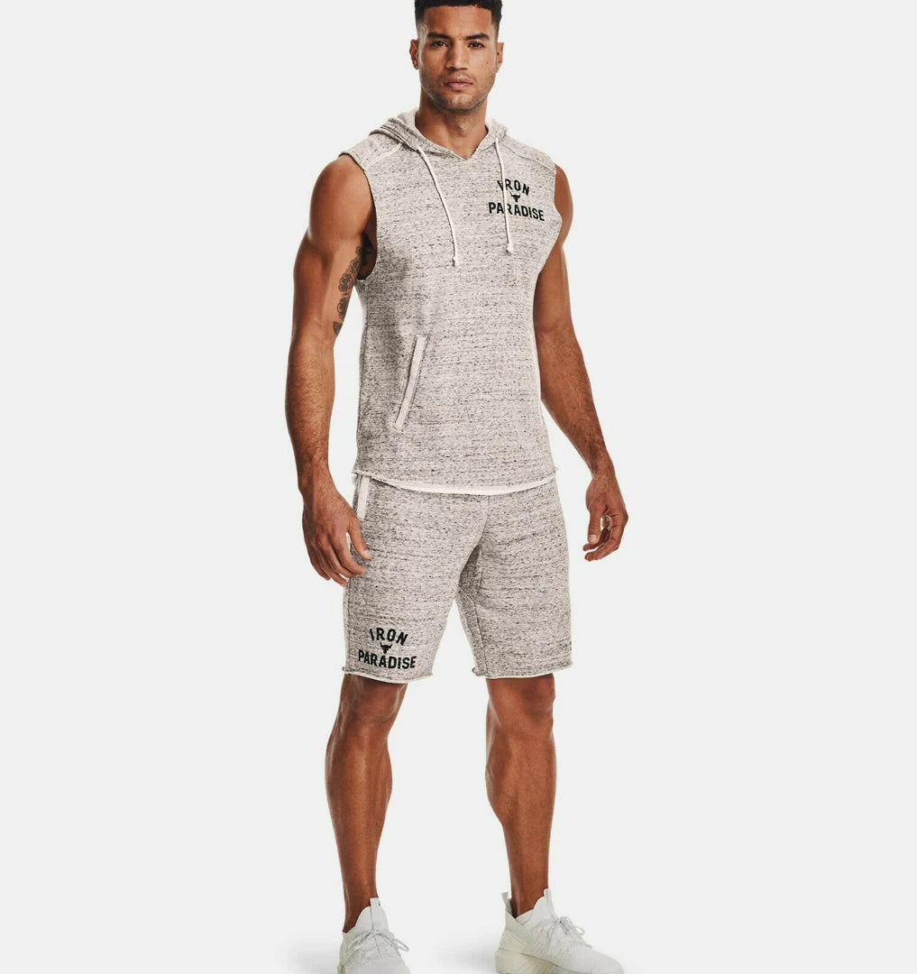 Under Armour Mens UA Project Rock Terry Sleeveless Hoodie Iron Paradise Rock 4 Under Armour Mens UA Project Rock Terry Sleeveless Hoodie Iron Paradise Rock