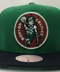 Boston Celtics Mitchell & Ness NBA Adjustable Snapback Hat 2Tone Flat Brim Cap