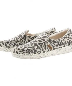 Hey Dude Wendy Hey Dude Women's Wendy Misty Woven Cheetah Grey Shoes Slip On Comfortable Casual