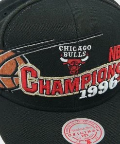 Chicago Bulls Mitchell & Ness Snapback Hat 1996 NBA Finals Champions Cap Black