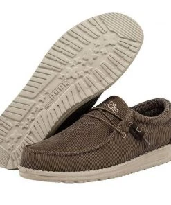 Hey Dude Wally Corduroy Walnut Men's Shoes Comfortable Lightweight Slip On Shoe Hey Dude Shoes