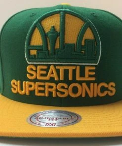 Seattle SuperSonics Mitchell & Ness NBA Snapback Hat XL Logo 2Tone Cap Sonics