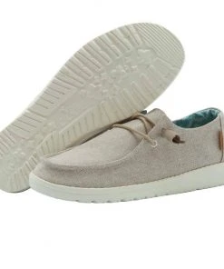 Hey Dude Shoes Hey Dude Wendy Chambray Beige Women's Lightweight Shoes Slip On Casual Comfort