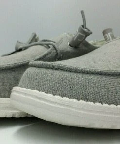 Hey Dude Shoes Hey Dude Wendy Chambray Braid Grey Lightweight Slip On Casual Women's Shoes