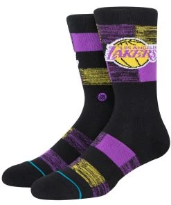 2023 Los Angeles Lakers LA Stance NBA Cryptic Crew Socks Large Men's 9-13