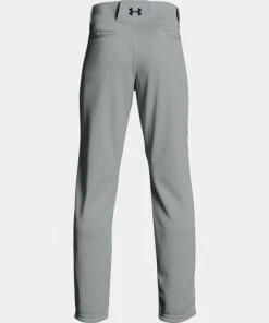 Under Armour Boy's Grey UA Utility Open Bottom Relaxed Fit Youth Baseball Pants