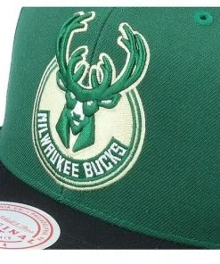 Milwaukee Bucks Mitchell & Ness NBA Snapback Hat 2Tone Flat Brim Adjustable Cap