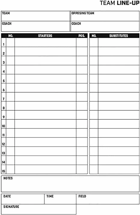 Champro Team Baseball / Softball Line Up Cards 25 Game Lineup Card 2 Champro Team Baseball / Softball Line Up Cards 25 Game Lineup Card