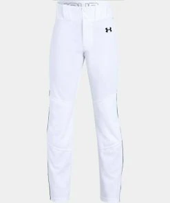 Under Armour Boys White W/ Black Piped UA Utility Relaxed Baseball Youth Pants